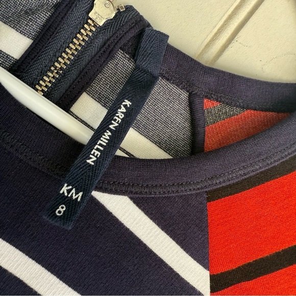 Karen Millen Size 8 Colorblock striped Short Sleeve Tee Top - Picture 4 of 5